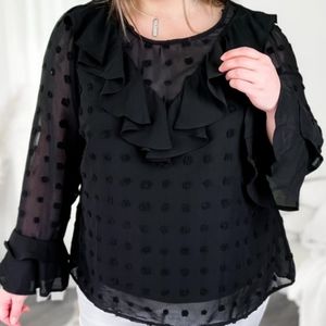 Swiss dot & Ruffle Blouse